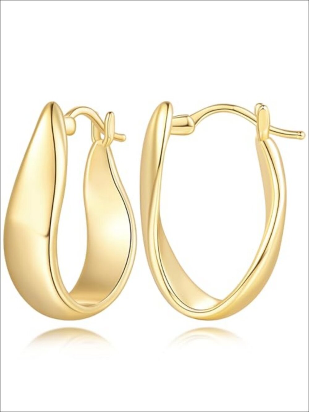 14K Gold Plated Hoop Earrings for Women Chunky Gold Hoops